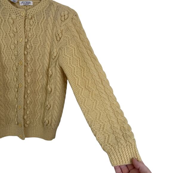 Vintage 80s Jos A Bank Clothiers Women 100% Wool Cardigan Sweater Size Small - Picture 3 of 6